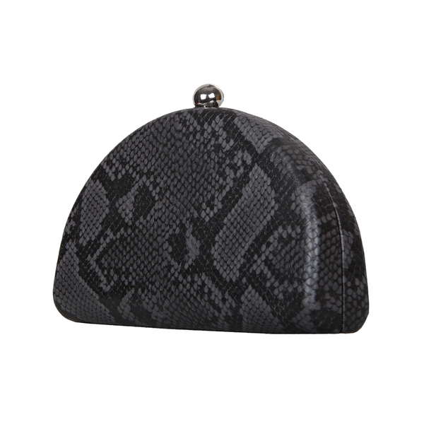 Bulaggi Collection Quince Grey and Black Snake-Skin Pattern Clutch Bag