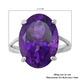 Lusaka Amethyst Solitaire Ring in Rhodium Overlay Sterling Silver 11.94 Ct.