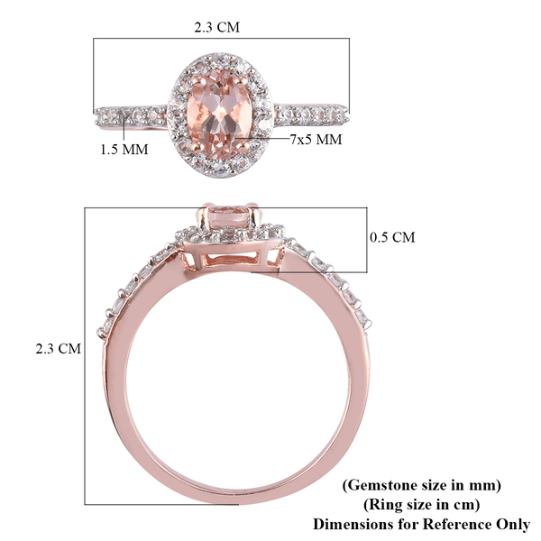 Marropino Morganite and Natural Cambodian Zircon Ring in Rose Gold Overlay Sterling Silver 1.50 Ct.