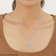 ELANZA Simulated Diamond Pendant with Chain (Size 20) in Rhodium Overlay Sterling Silver