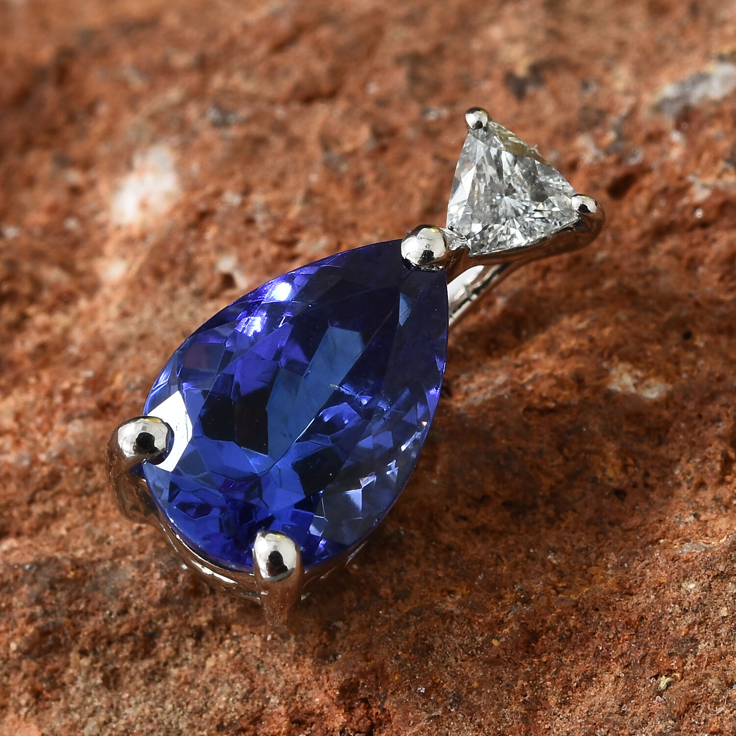 RHAPSODY 950 Platinum AAAA Tanzanite (Pear 1.700 Ct) Diamond (VS-E-F) Pendant 1.800 Ct.