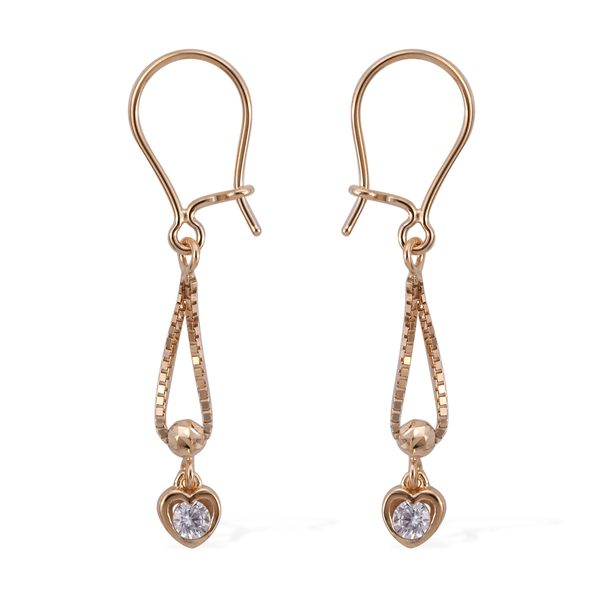 Royal Bali Collection 9K Yellow Gold Signity Zircon (Rnd) Hook Earrings
