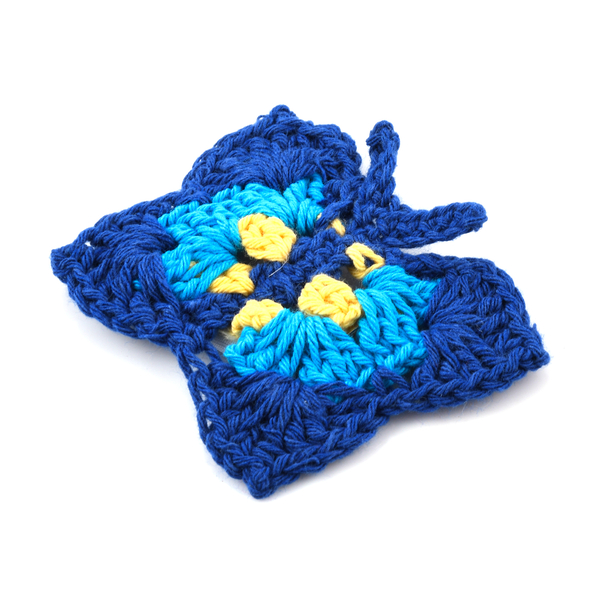 Bali Collection - 100% Cotton Hand Butterfly Pattern Crochet Brooch (Size:6x5Cm) - Blue