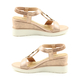 Heavenly Feet Milena Rose Gold Wedge Sandals with Elastic Ankle Strap (Size 5)
