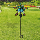 Charming Nature Theme Peacock Hand Painted Solar Wind Spinner (Size:25x35x110 Cm) - Green and Multi
