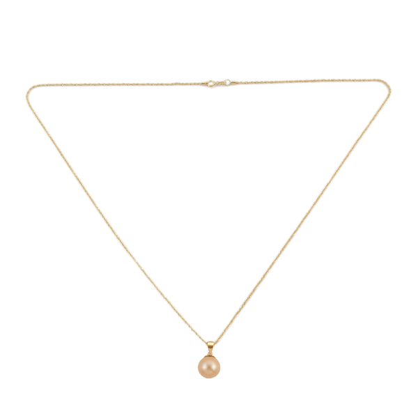 ILIANA 18K Yellow AAA Gold Golden South Sea Pearl Pendant with Chain (Size-20) with Spring Ring Clasp.