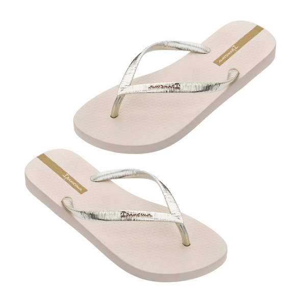 Ipanema Glam Shimmer Flip Flop in Gold Ivory (Size 3)