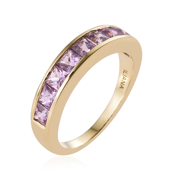ILIANA 18K Yellow Gold AAA Pink Sapphire (Sqr) Ring 1.500 Ct