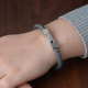 Grey Genuine Leather Bracelet (Size 8) with Magnetic Lock in Stainless Steel