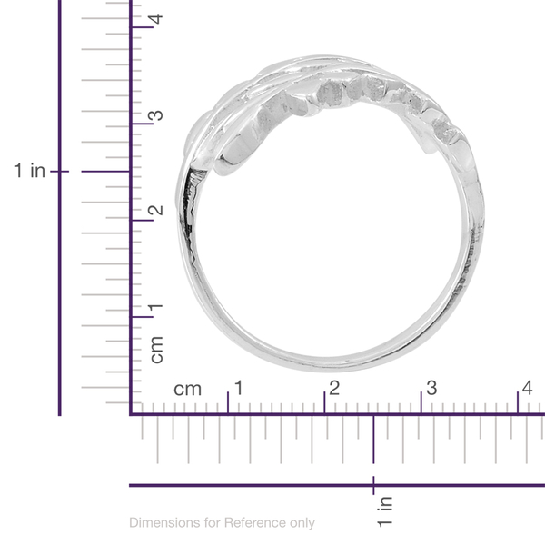 Designer Inspired Sterling Silver Leaves Crossover Ring, Silver wt 5.45 Gms.