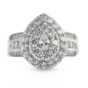 Lustro Stella Platinum Overlay Sterling Silver Ring Made with Finest CZ 2.57 Ct.