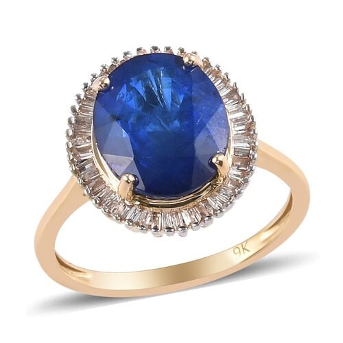 4.25 Ct. AAA Tanzanian Blue Spinel and White Diamond Halo Ring in 9K ...