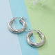 Rhodium Overlay Sterling Silver Hoop Earrings (with Clasp)