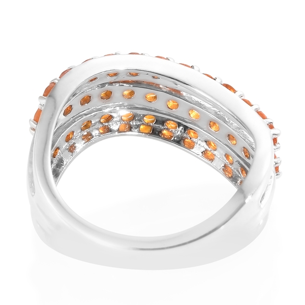 Jalisco Fire Opal (Rnd) Wave Ring in Platinum Overlay Sterling Silver 1.000 Ct.