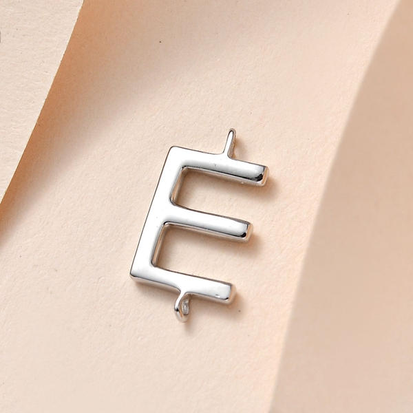 Platinum Overlay Sterling Silver Initial E Charm