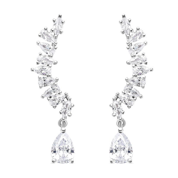 ELANZA Simulated Diamond Earrings in Rhodium Overlay Sterling Silver