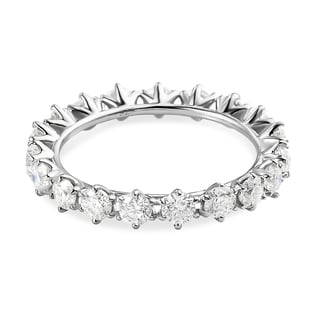 Moissanite Band Ring in Platinum Overlay Sterling Silver Ct.