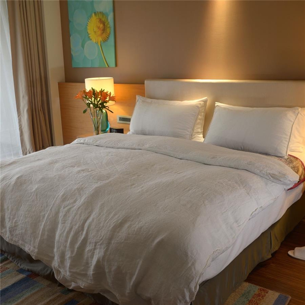 100% Linen Stone Washed Off White Colour Double Size Duvet Cover (Size 200x200 Cm) and Two Pillow Ca