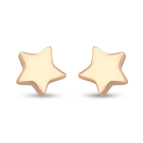 Yellow Gold Overlay Sterling Silver Star Stud Earrings (with Push Back)
