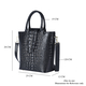 SENCILLEZ 100% Genuine Leather Croc Pattern Convertible Bag with Handle and Shoulder Strap (Size 33x25x12x28 Cm) - Black