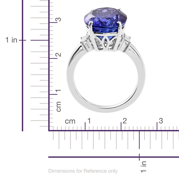 RHAPSODY 950 Platinum AAAA Vivid Tanzanite (Ovl 12.10 Ct), Diamond (VS/E-F) Ring 12.400 Ct.