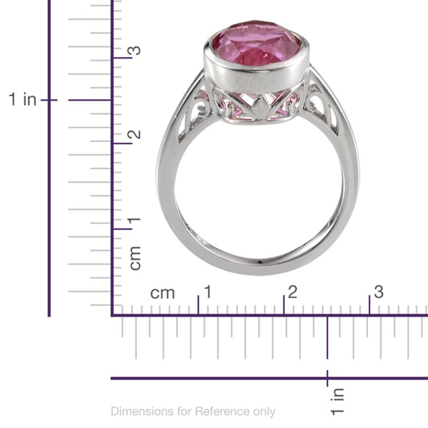 Kunzite Colour Quartz (Ovl) Solitaire Ring in Platinum Overlay Sterling Silver 6.000 Ct.