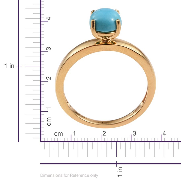 Arizona Sleeping Beauty Turquoise (Rnd) Solitaire Ring in 14K Gold Overlay Sterling Silver 1.000 Ct.