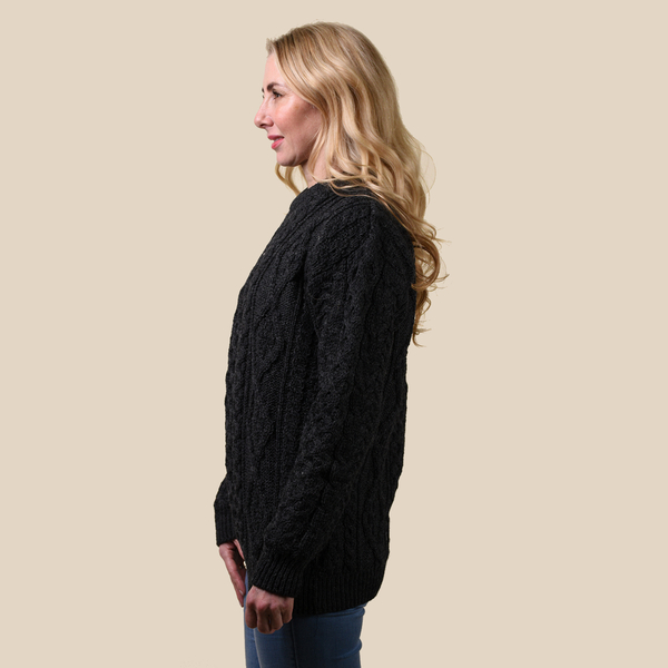 ARAN 100% Pure New Wool Sweater Charcoal