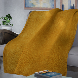 Close Out Deal- Chenille Wrinkle and Stain Resistance Throw with Border - Yellow