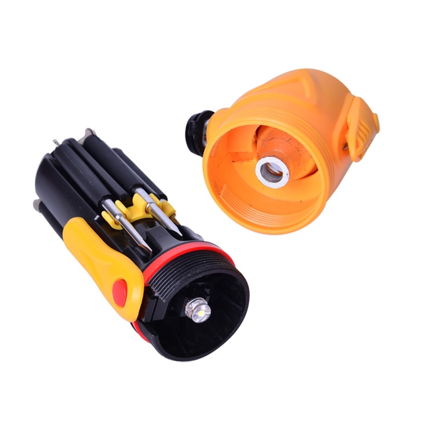 Yellow and Black Colour Multi Functional Hammer with LED Flashlight (Size 17X8X6 Cm)
