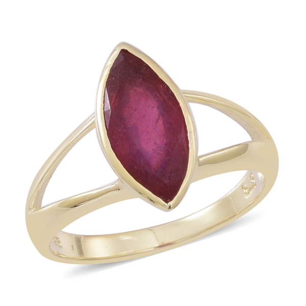African Ruby (Mrq) Solitaire Ring in 14K Gold Overlay Sterling Silver 4.000 Ct.