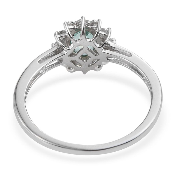 9K White Gold 1 Carat Boyaca Colombian Emerald, Diamond Ring.