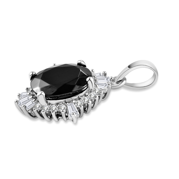 Elite Shungite and Natural Cambodian Zircon Pendant in Platinum Overlay Sterling Silver 1.94 Ct.