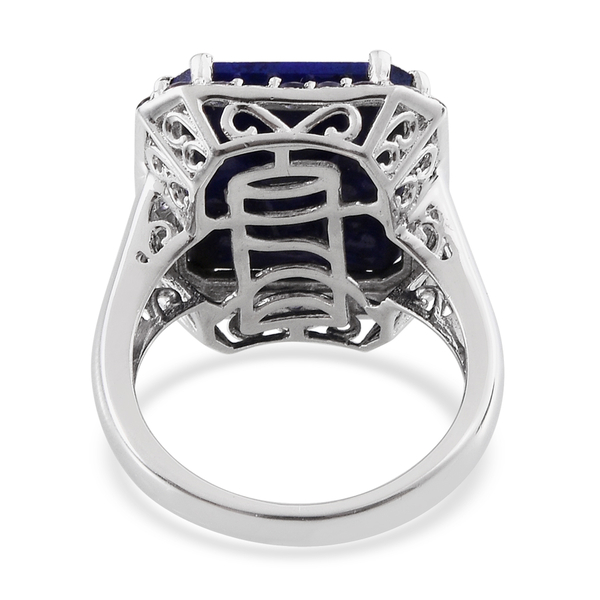 Lapis Lazuli (Oct 14.75 Ct), Iolite Ring in Platinum Overlay Sterling Silver 15.750 Ct.