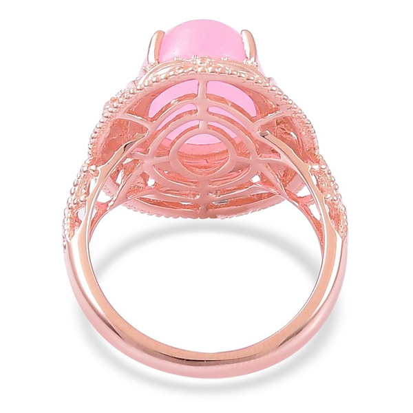 Pink Jade (Ovl 7.00 Ct), White Topaz Ring in Rose Gold Overlay Sterling Silver 7.100 Ct.
