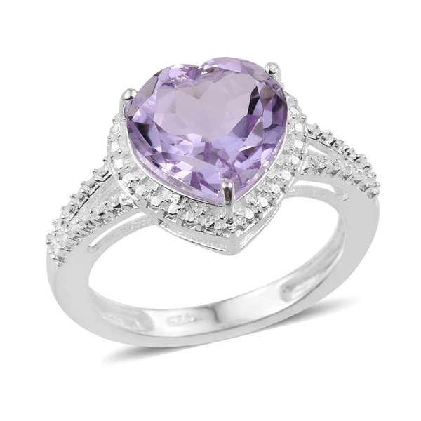 Rose De France Amethyst (Hrt) Solitaire Ring in Sterling Silver 3.250 Ct.