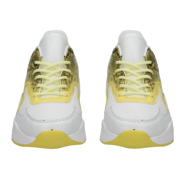 Yellow and White Trainers with Lace Detail