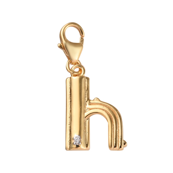 Diamond (Rnd) Initial H Charm in 14K Gold Overlay Sterling Silver