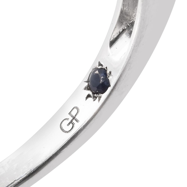 GP Ceylon Colour Quartz (Rnd 10.75 Ct), Boi Ploi Black Spinel and Kanchanaburi Blue Sapphire Ring in Platinum Overlay Sterling Silver 11.500 Ct.