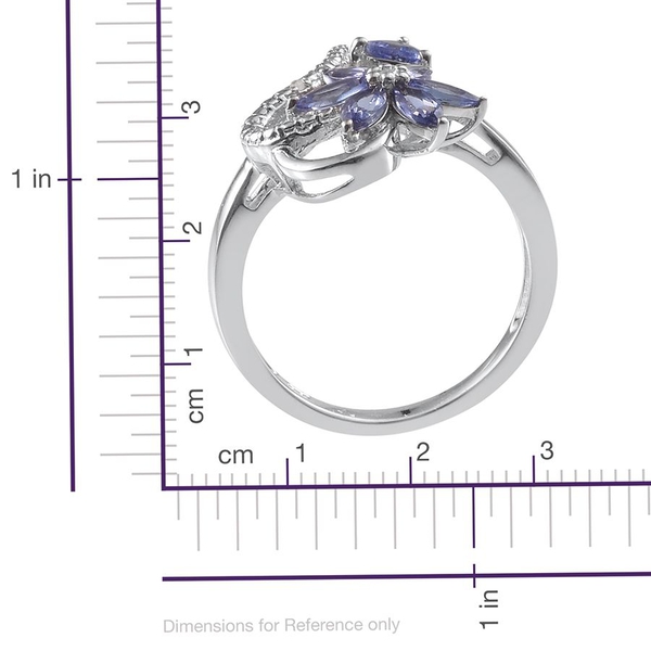 Tanzanite (Trl), Diamond Ring in Platinum Overlay Sterling Silver 1.120 Ct.