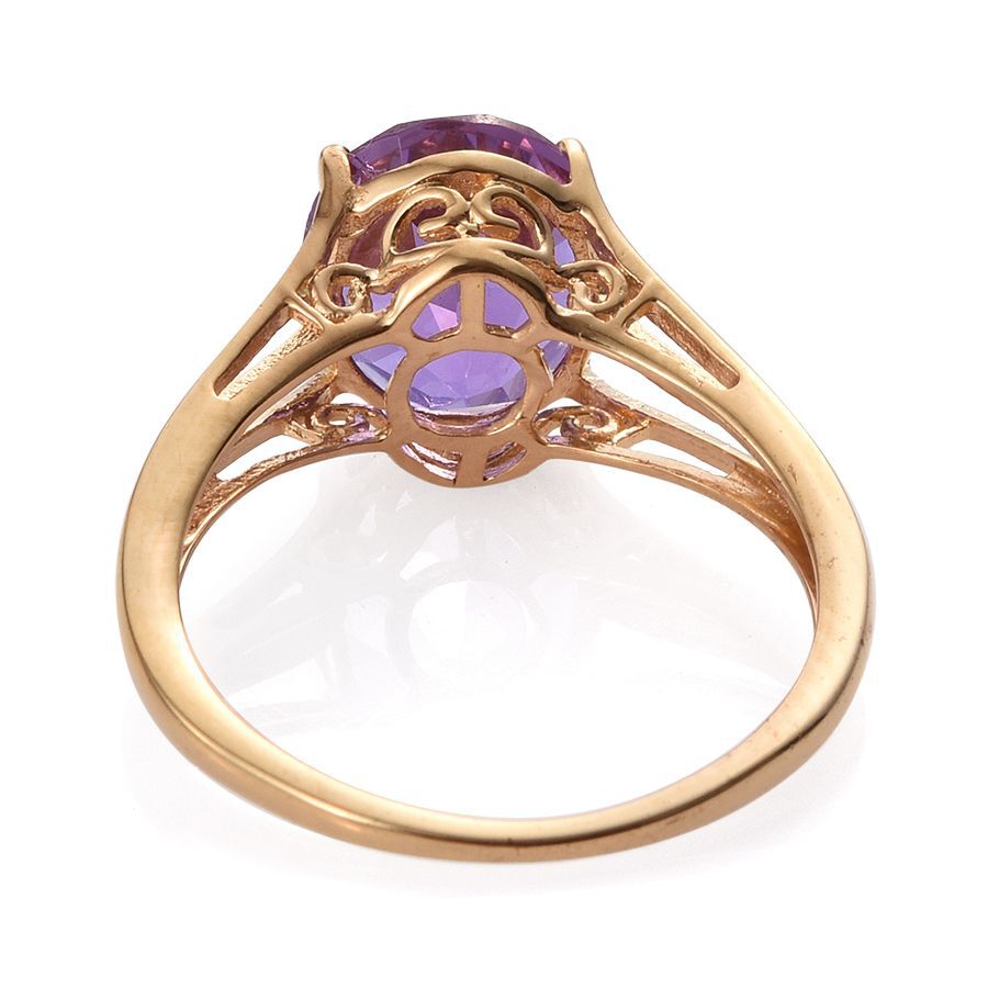 Lavender Alexite (Ovl) Solitaire Ring in 14K Gold Overlay Sterling Silver 3.250 Ct.