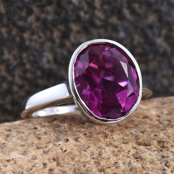 Radiant Orchid Triplet Quartz (Ovl) Solitaire Ring in Platinum Overlay Sterling Silver 3.500 Ct.