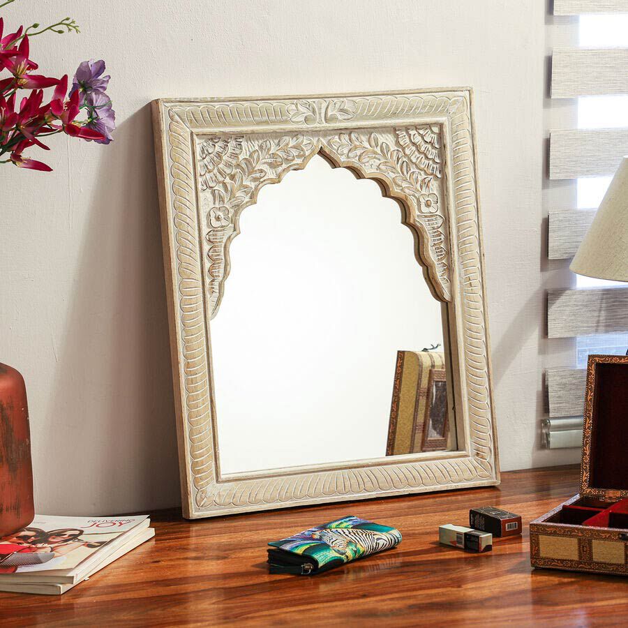 Handmade - Hand Carved Wooden Mirror and Decor Piece (Dimension 59.69x44.45x2.54cm)