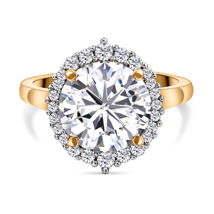Moissanite Ring in Vermeil Yellow Gold Overlay Sterling Silver 3.65 Ct.