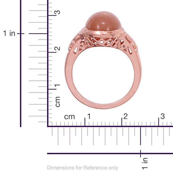 Mitiyagoda Peach Moonstone (Ovl) Solitaire Ring in Rose Gold Overlay Sterling Silver 6.000 Ct.