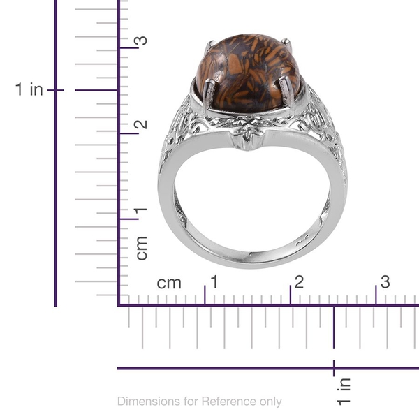 Rare Natural Rajasthan Origin Script Stone (Ovl) Ring in ION Plated Platinum Bond 11.500 Ct.