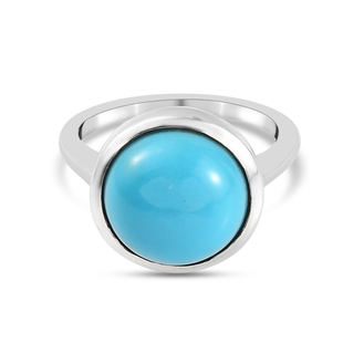 Arizona Sleeping Beauty Turquoise Solitaire Ring in Platinum Overlay Sterling Silver 4.70 Ct.
