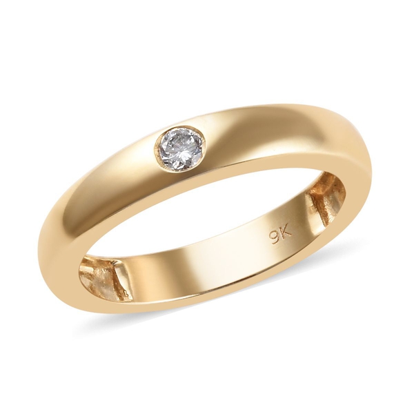 9K Yellow Gold SGL Certified Diamond (I1/G-H) Flush Setting Band Ring
