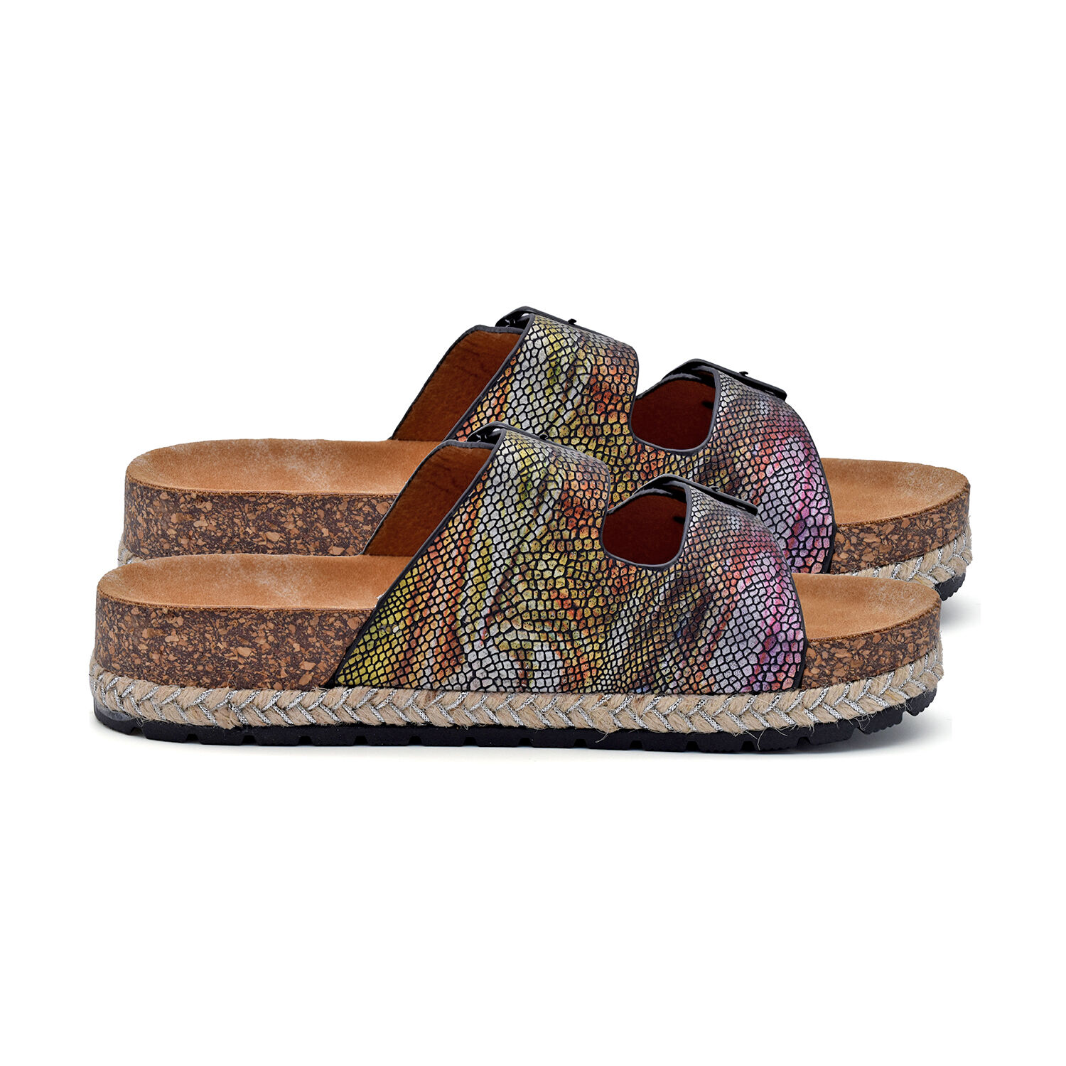 Heavenly Feet Flutter Womens Black and Multi-Coloured Sandals