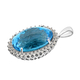Blue Topaz and Natural Cambodian Zircon Pendant in Platinum Overlay Sterling Silver 47.19 Ct, Silver Wt. 9.00 Gms